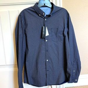 Banana Republic Navy and White Men's Shirt